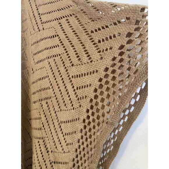 NWT Tan Crochet Open-Front Fringe Kimono Cardigan Shawl - Picture 5 of 6